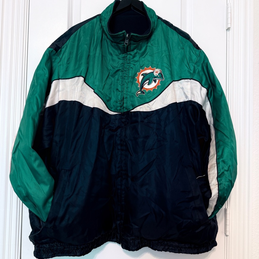 Miami Dolphins Reversible Jacket XXL NFL Embroidered 90s -100% Proceeds Donated